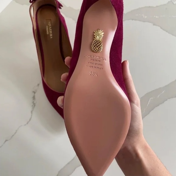 AQUAZURRA FOREVER MARILYN PUMP 45 SUEDE BURGUNDY WINE TASSEL WEDDING CORPORATE - Picture 2 of 10